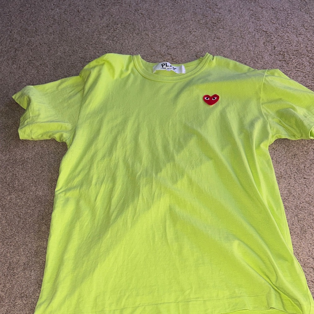 Comme des Garcons  Lime Green Tee with Red Heart
